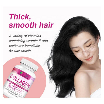Collagen Vitamin C Biotin Tablets – Beauty Supplement for Skin, Hair, Nails &amp; Joint Wellness Support