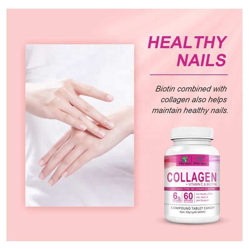 Collagen Vitamin C Biotin Tablets – Beauty Supplement for Skin, Hair, Nails &amp; Joint Wellness Support
