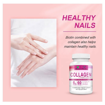 Collagen Vitamin C Biotin Tablets – Beauty Supplement for Skin, Hair, Nails &amp; Joint Wellness Support